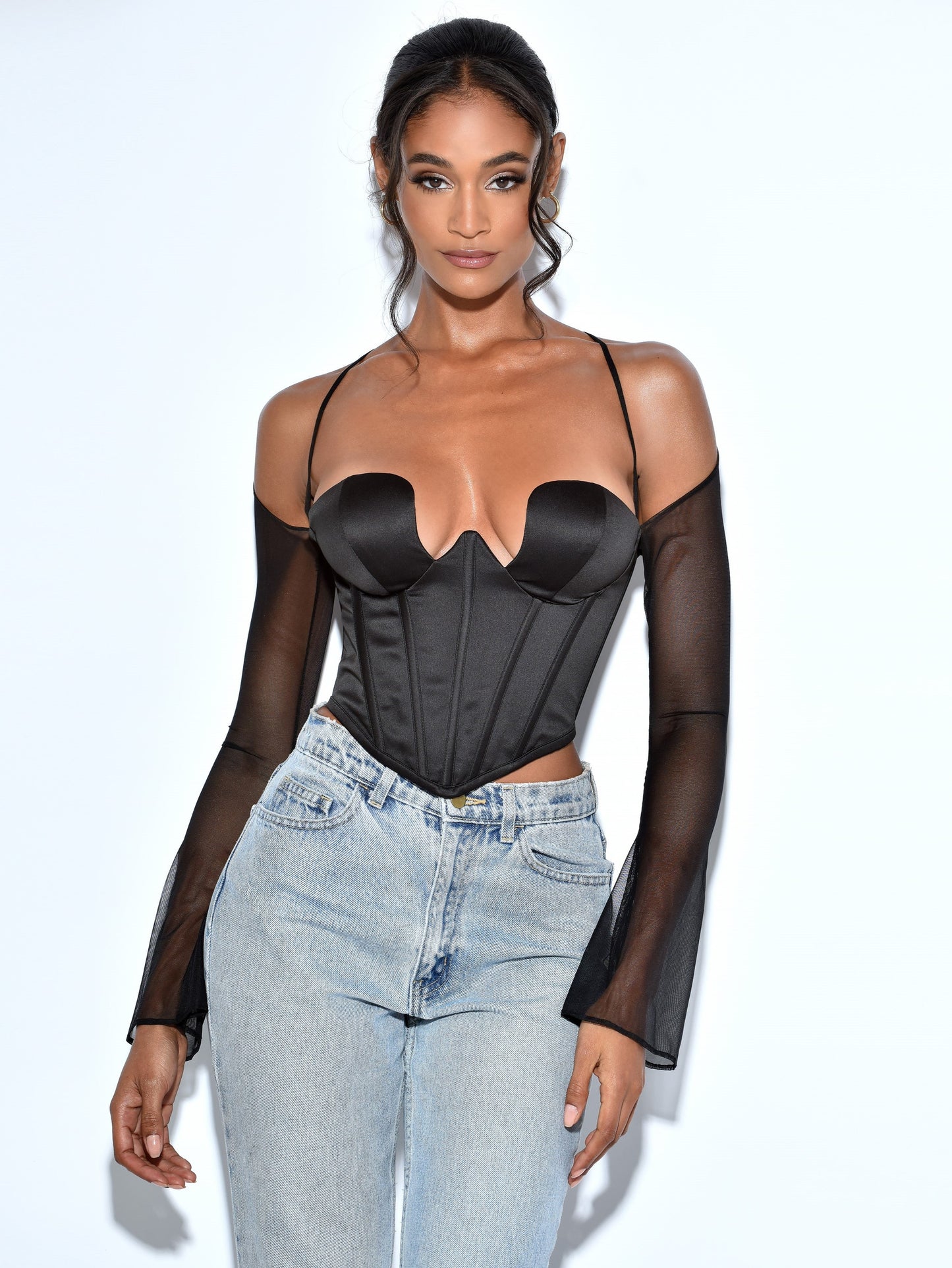 Corset halter satin top