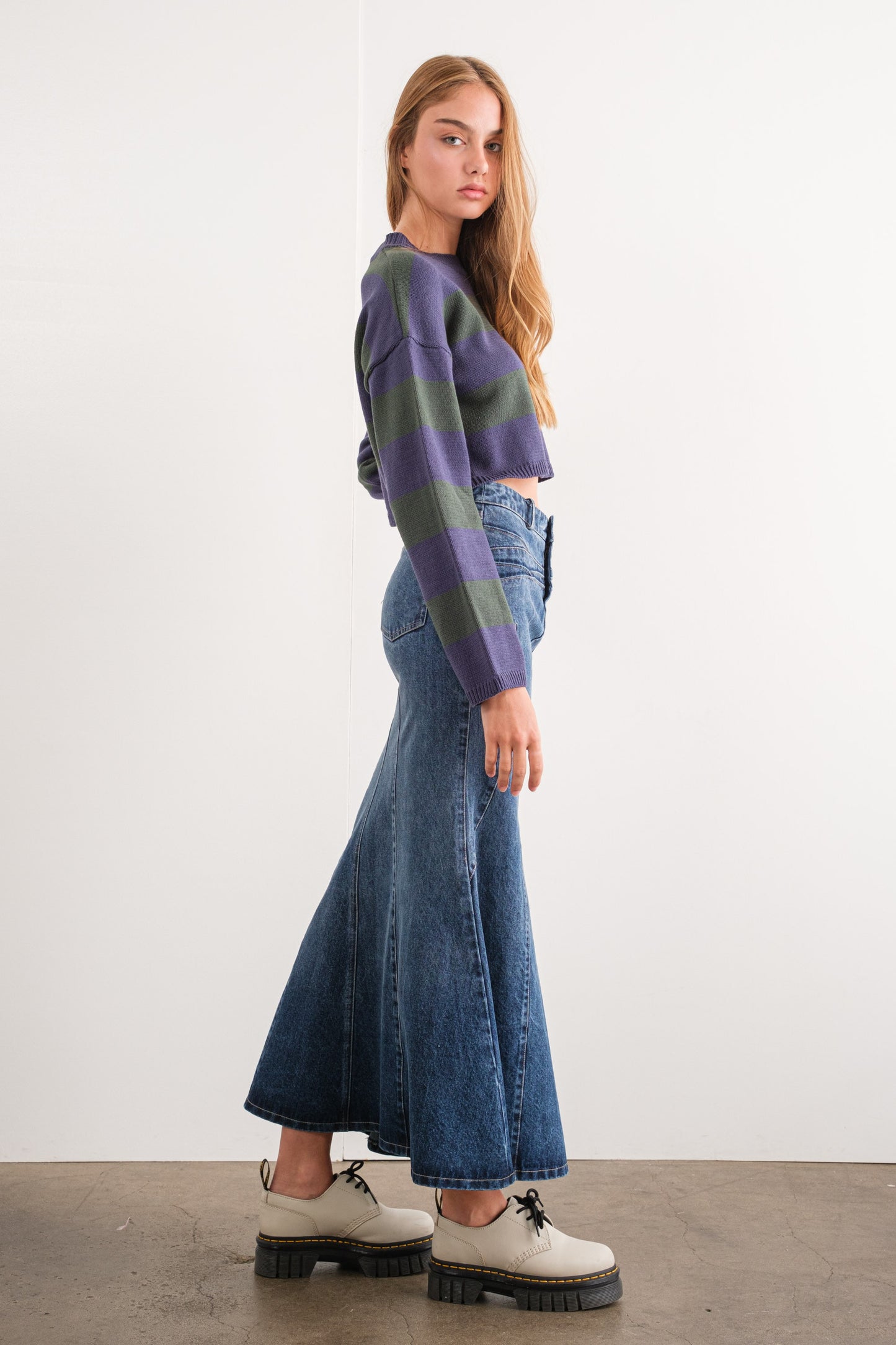 Denim maxi skirt