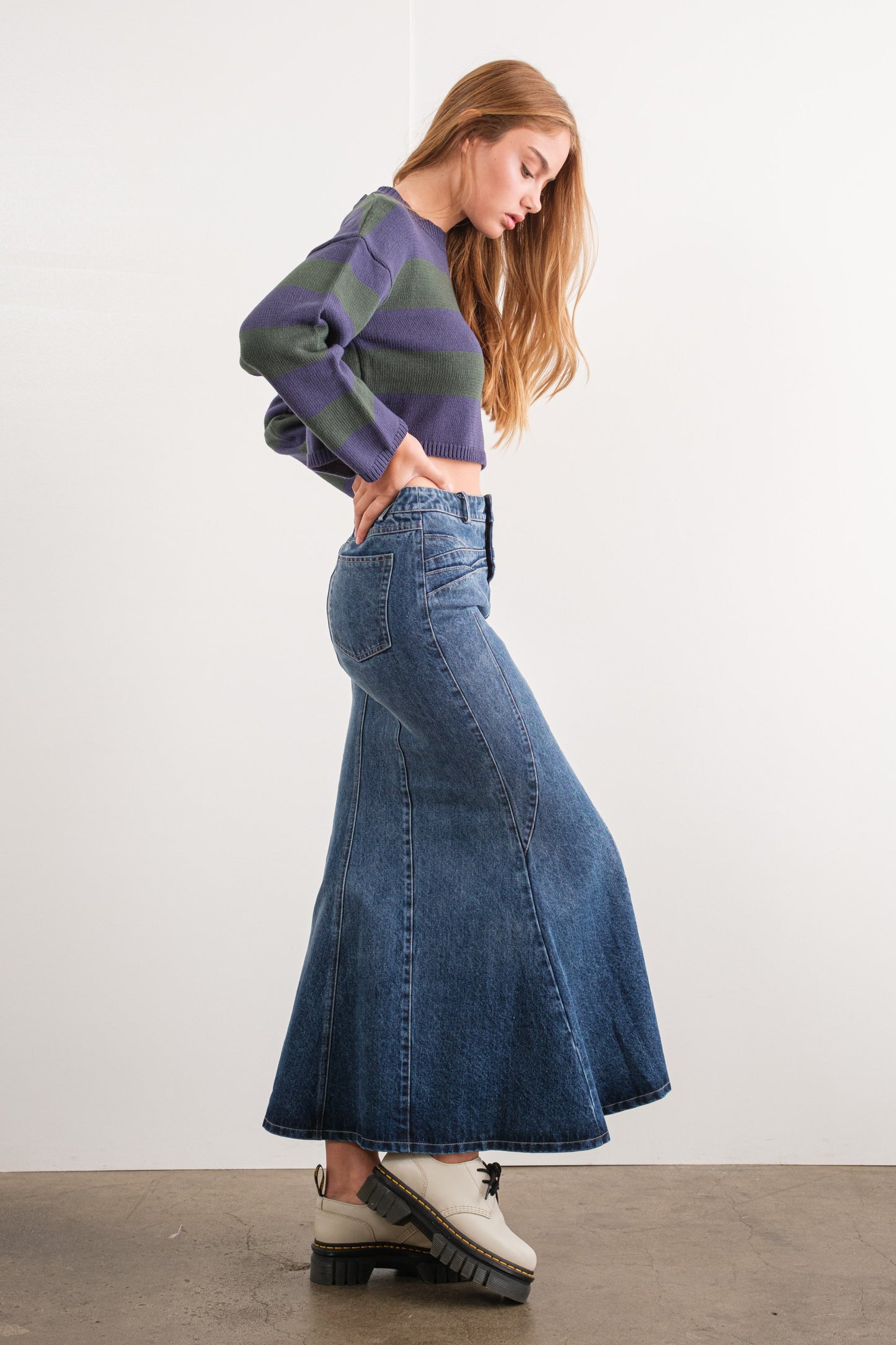 Denim maxi skirt