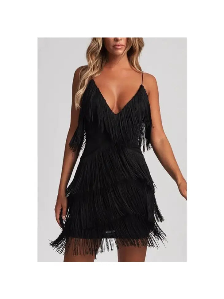 Fringe tassels mini dress