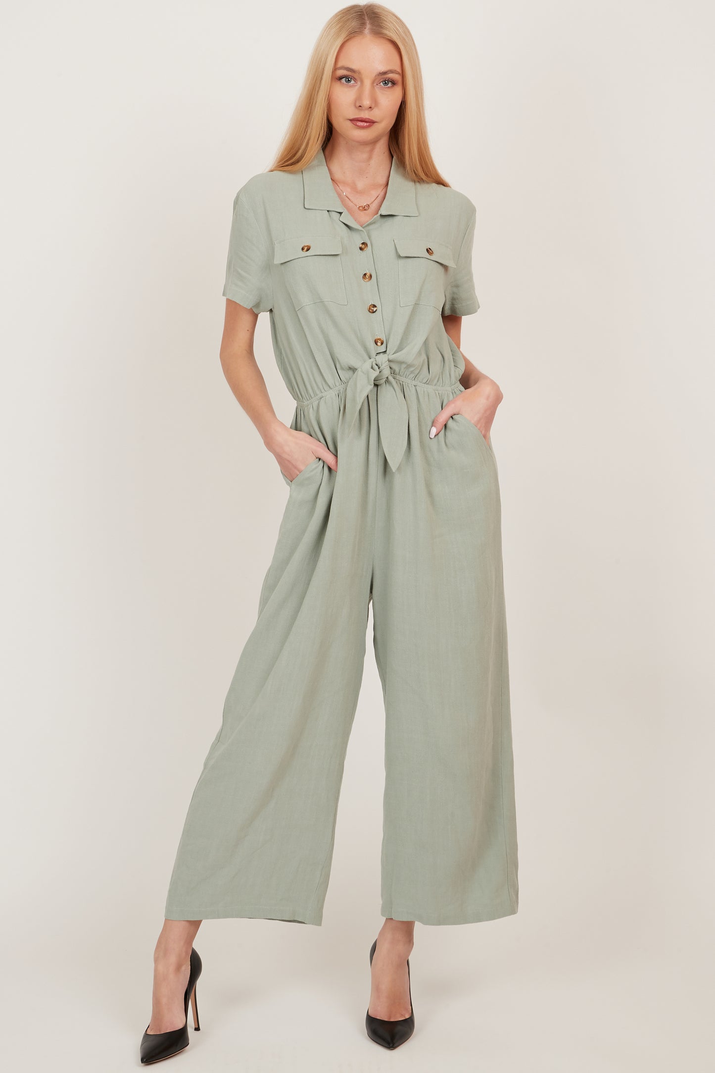 Front tie jumpsuit